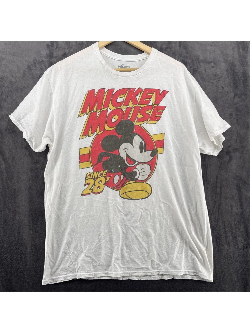 Disney Mickey Mouse Men’s XL Graphic T-Shirt 100% Cotton Distressed Holes
